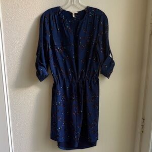 Rebecca Taylor Dark Blue Floral Long Sleeve Dress size 4